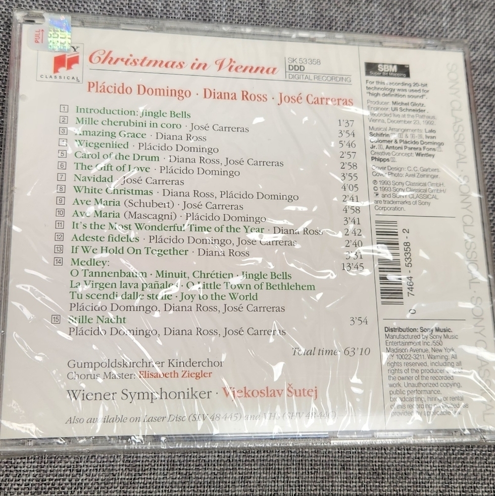 Christmas In Vienna Diana Ross, Jose Carreras and Placido Domingo. Sealed. - Picture 2 of 3